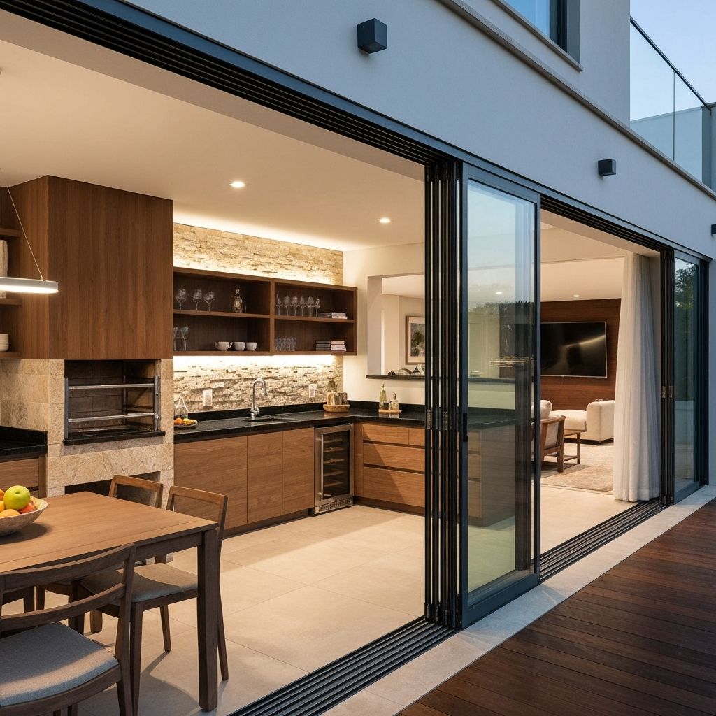 Area gourmet integrada com sala de jantar